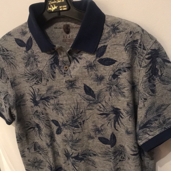 Brand New Black Brown 1826 Floral grey and blue Polo SZ M - Picture 2 of 4